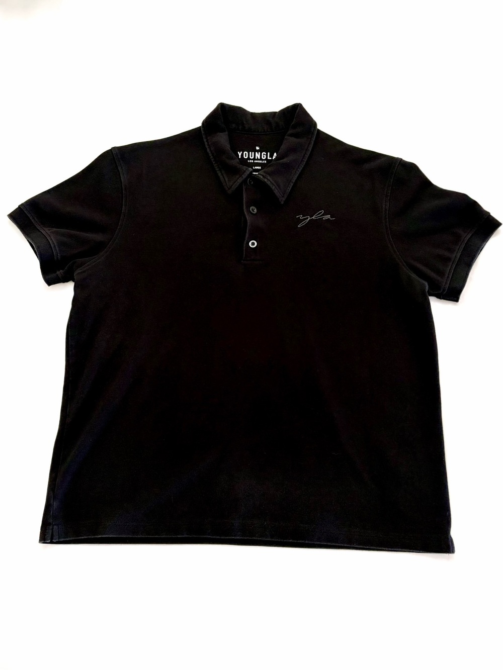 YoungLA Polo Shirt Men’s L Black Short Sleeve Performance Collar Casual Active